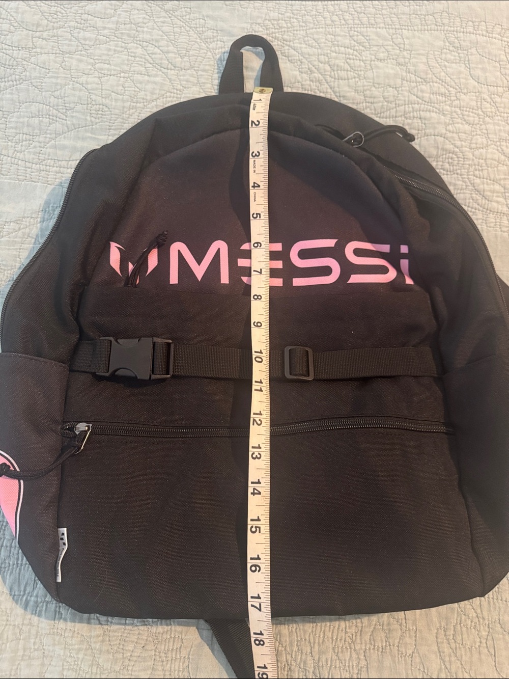 MESSI Black Backpack with Pink Logo - Unisex Everyday Backpack - Picture 12 of 12
